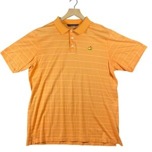 Masters Golf Clubhouse Collection Men's L Polo Shirt Orange Stripe Made in Italy